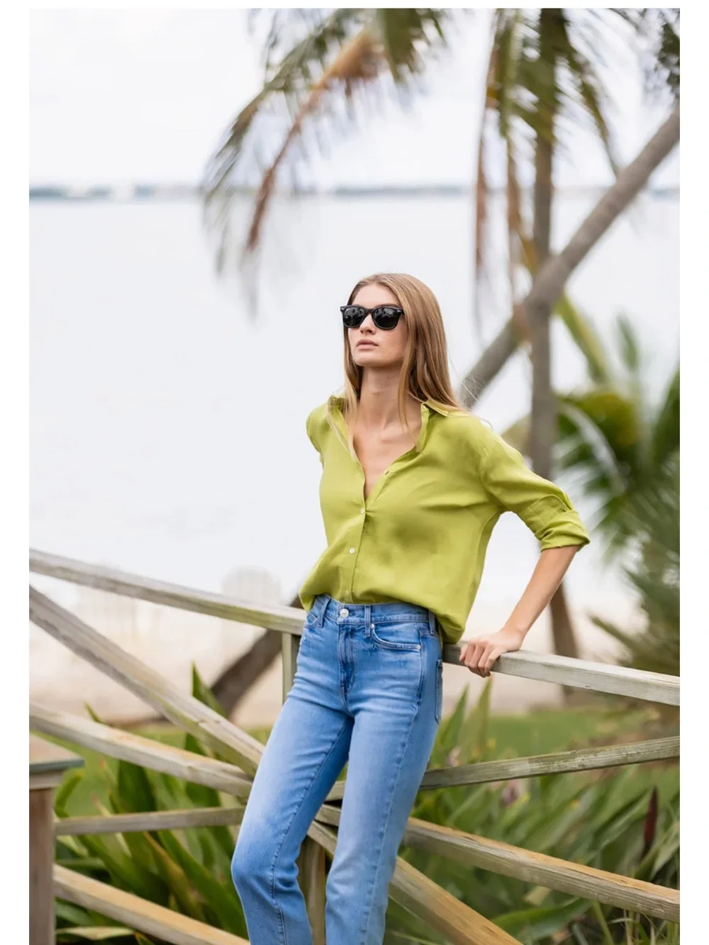 ISO Julia Amory Halsey Linen Top in Pear - Picture 2 of 3